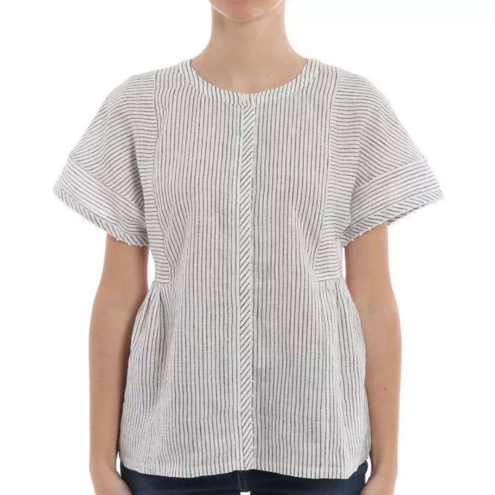 Max Mara Weekend linen button down shirt striped white